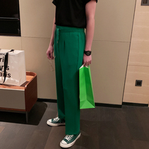 Advanced green casual pants men summer 2022 new products popular comfort pants tide small straight pants men