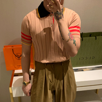 BROTHER lapel colorblock Paul T-shirt summer American vintage pop cotton thread POLO short sleeve