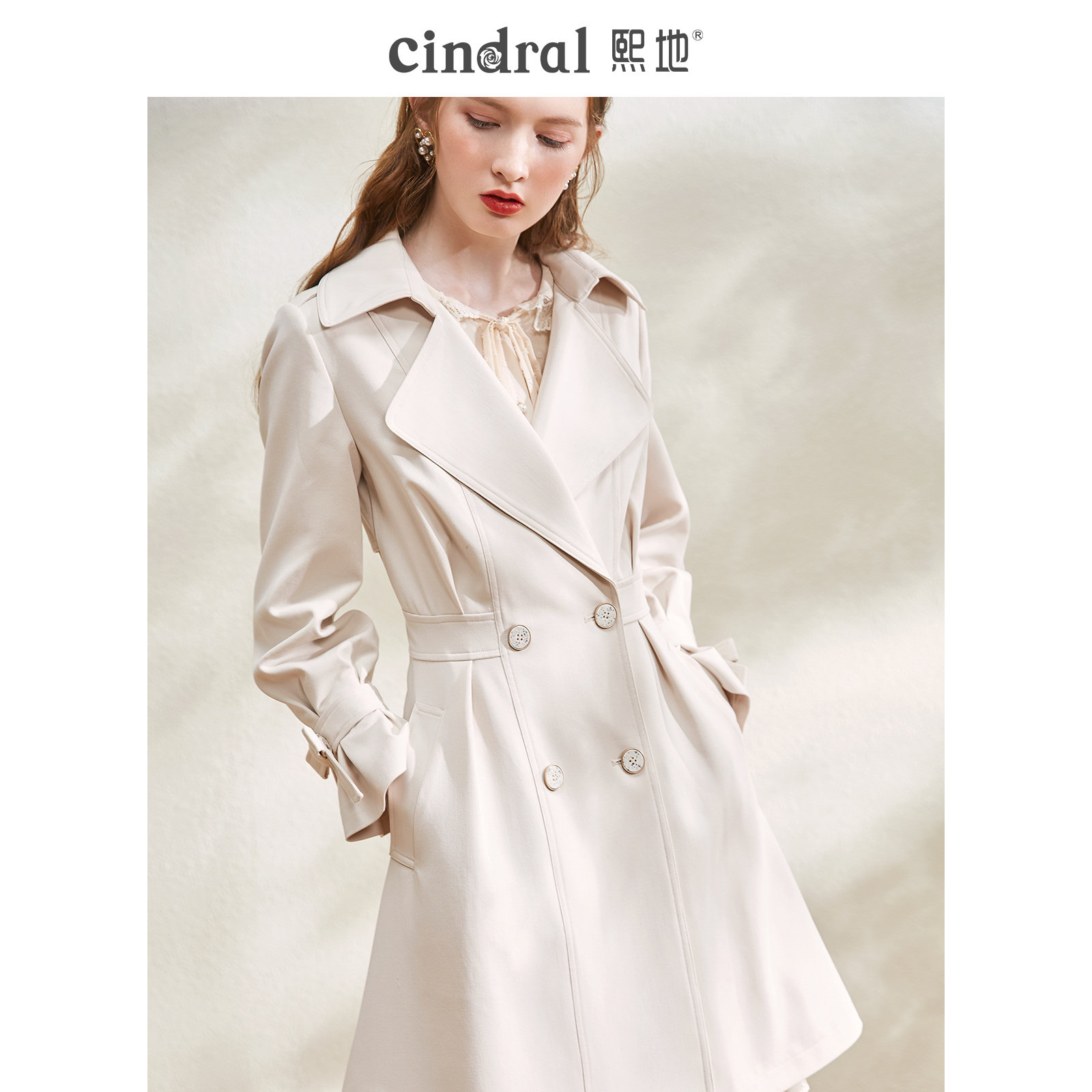 Xidi 2022 autumn new high-end atmospheric white trench coat women's mid-length version small double-breasted temperament