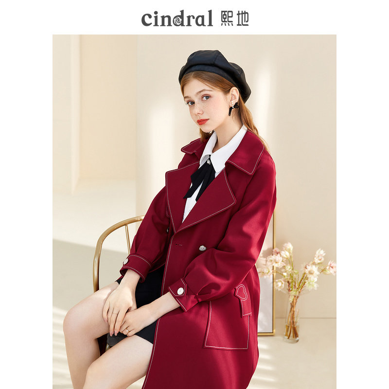 Xi Prefecture 2022 Spring Dress New Red Windsuit Woman Mid-Length Version Large Pocket Temperament Style Retro Fashion Jacket