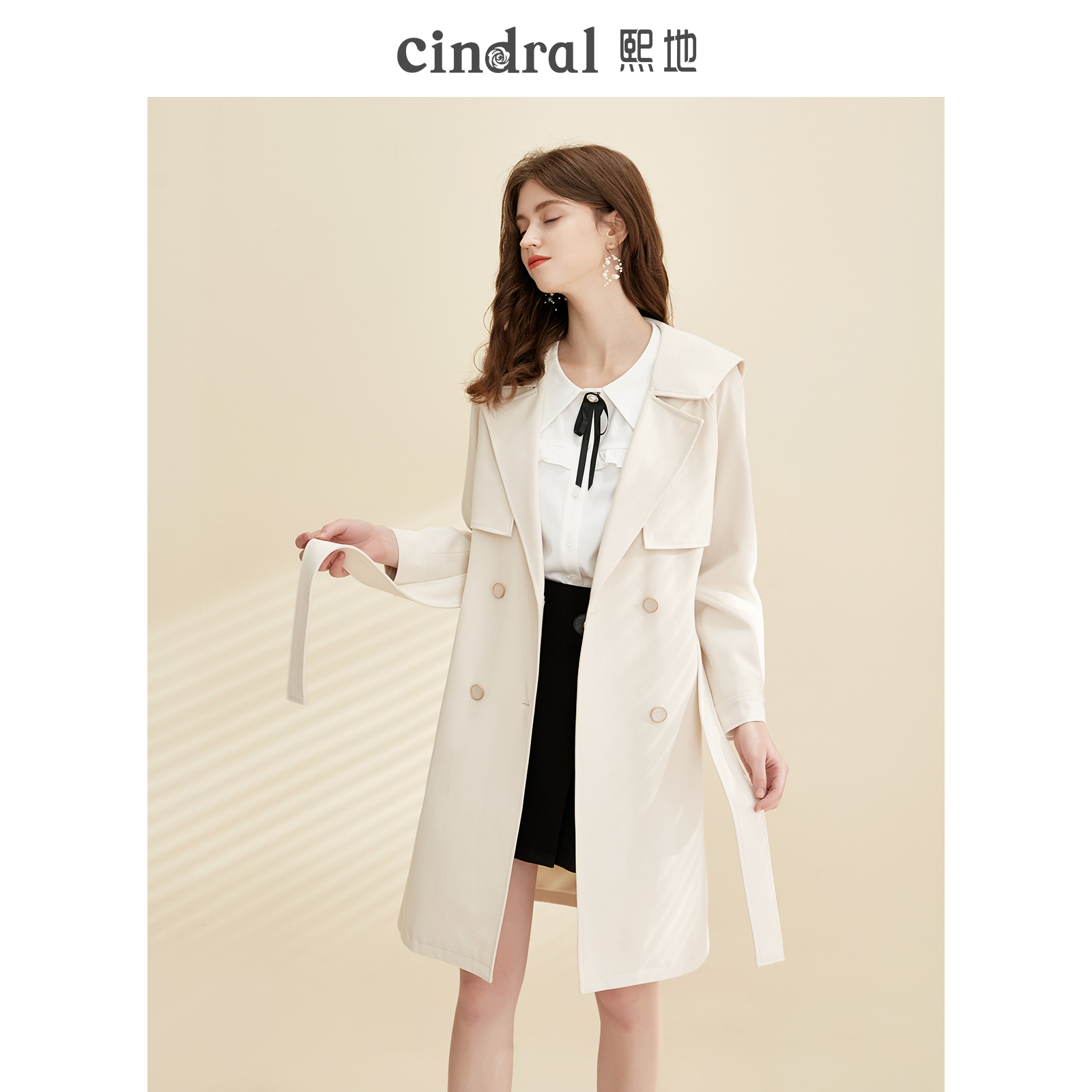 Xidi 2022 Spring Dress New Gentle Trench Coat Women's Middle School Long Edition Small Temperament Waist Skinny Navy Collar Coat