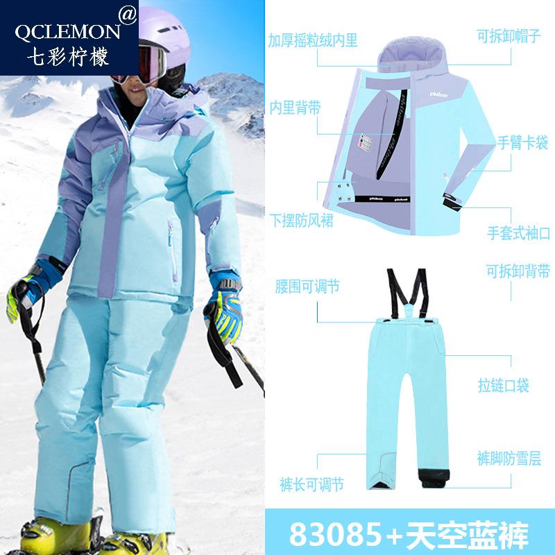 Children's professional ski suit speed dry submachine clothing two sets of male and female children suit thickened windproof and waterproof winter foreign trade-Taobao