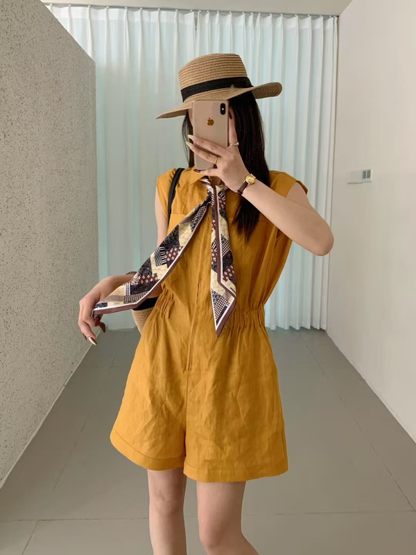European Genuine 100% Linen Jumpsuit for Women, Sleeveless Romper, Shorts, Wide-Leg Pants, Slimming, Trendy, Popular Style, Old Money Style European Genuine 100% Linen Jumpsuit for Women, Sleeveless Romper, Shorts, Wide-Leg Pants, Slimming, Trendy, Popular Style, Old Money Style