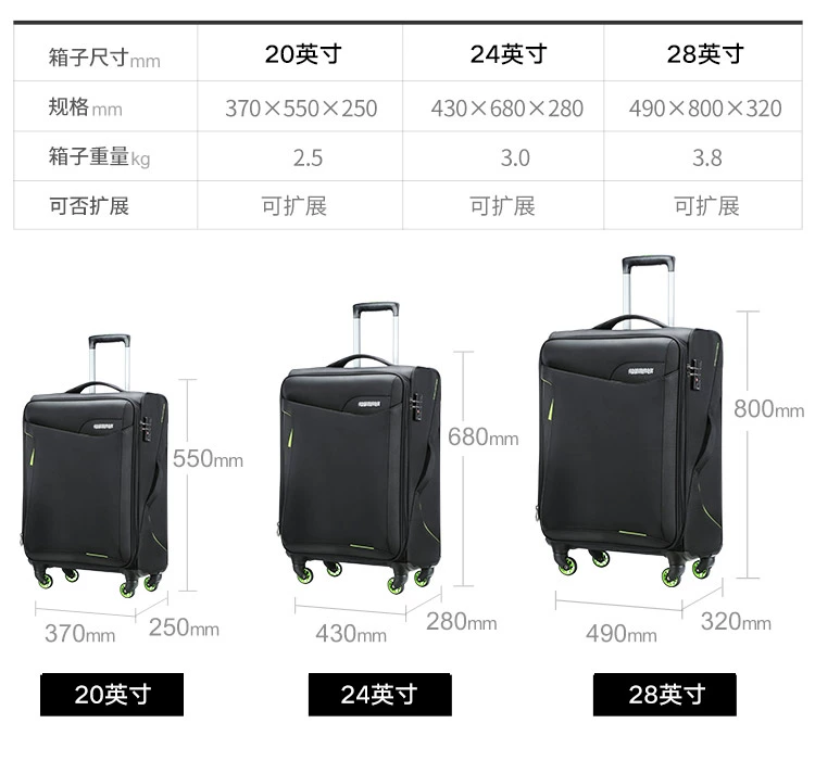 Samsonite / Samsonites beauty du lịch mới BG6 trường hợp xe đẩy hộp mềm vali vali du lịch hành lý nam - Va li