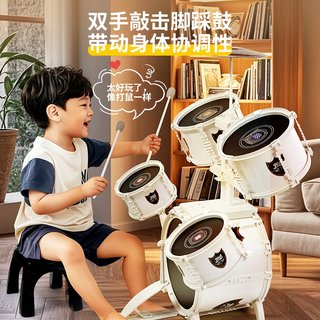 俏娃白金架子鼓儿童初学者入门家用练习打鼓乐器玩具男孩生日礼物