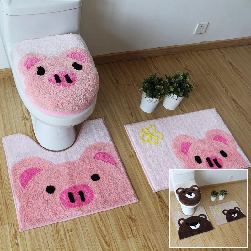 Cartoon Season Universal Toilet Bowl toilet cushion square O-cushion Three sets waterproof ring hygienic sitting poop cover