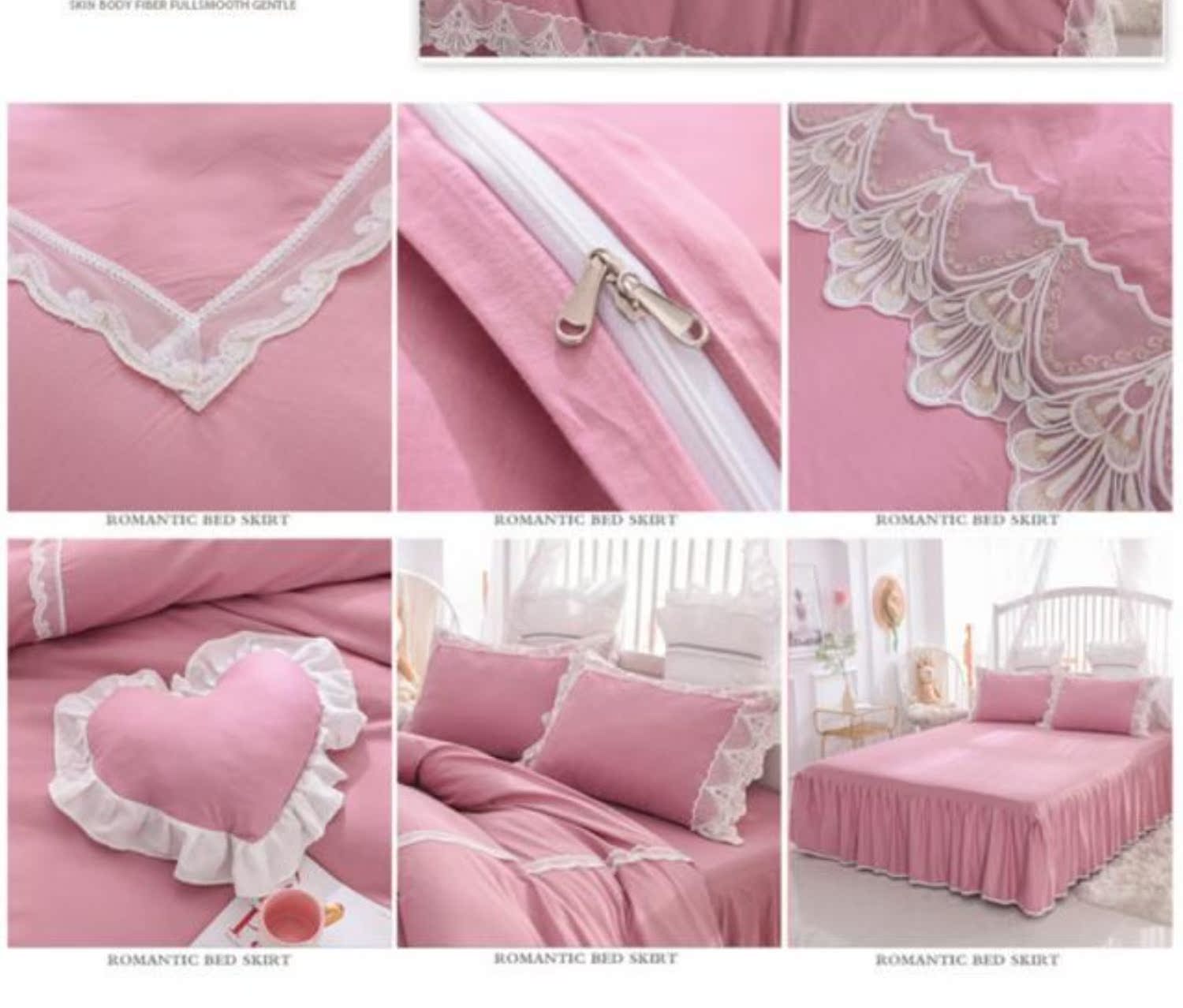 Mùa xuân và mùa hè đơn giản cotton bed váy ren công chúa gió bốn mảnh cotton lưới màu đỏ chăn chăn - Bộ đồ giường bốn mảnh chăn gối