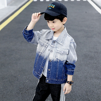 Boys coat thickened denim 2021 new childrens foreign style thickened mid-day childrens warm coat tide in autumn and winter