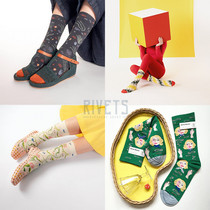  19SS spot Bonne Maison French abstract art cartoon design Niche literary Randy cotton socks