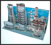 Refinery factory oil field construction scene three-dimensional paper model DIY handmade childrens educational origami toys