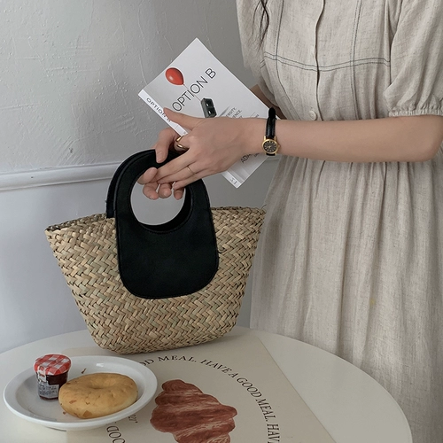 Портативная небольшая дизайнерская соломенная пляжная сумка через плечо, премиум класс