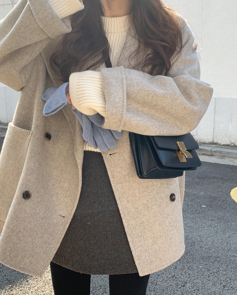 2021 autumn and winter new temperament big double-sided cashmere big coat woman short and small sub oat color fur coat