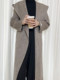 Lazy-feel bathrobe cape-style hooded two-sided velvet coat for women high-end Wool Australian wool mid-length lace-up woolen coat