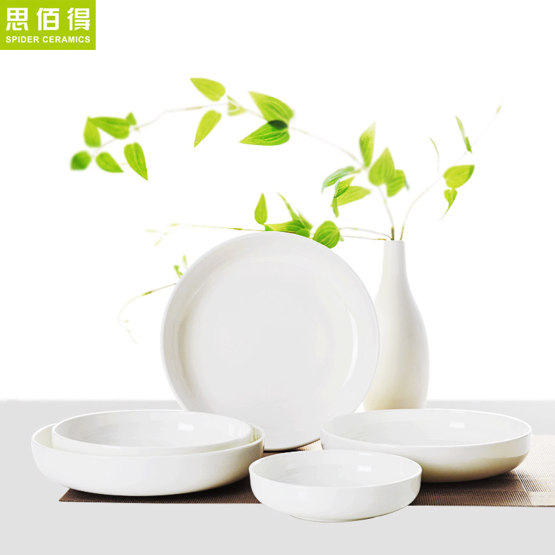 Think hk white ceramic plate round of pure white nest dish microwave oven dish special disc ipads porcelain round plate