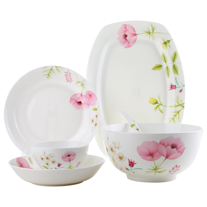 Think hk to 56 skull porcelain dishes suit tangshan ipads China tableware suit Korean wedding dishes dish