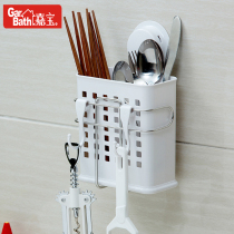 Garbo suction cup wall-mounted chopsticks tube creative double-tube chopsticks rack chopsticks box stainless steel hanger kitchen tableware cage