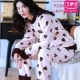 Bộ đồ ngủ nữ dễ thương mùa thu và mùa đông vải nỉ dày phù hợp với dịch vụ tại nhà San hô lông cừu dài tay phong cách Hàn Quốc ngọt ngào mới - Bộ Pajama