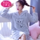 Váy ngủ ren mùa thu và mùa đông đồ ngủ dài tay nữ dễ thương công chúa sinh viên ngọt ngào dày flannel san hô lông cừu