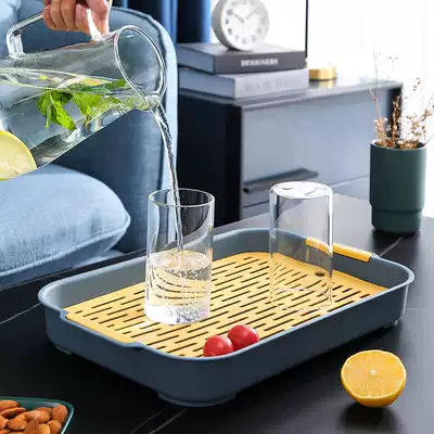 Water Cup drain tray household living room double tray rectangular tea tray fruit tray plastic creative drain basket rack