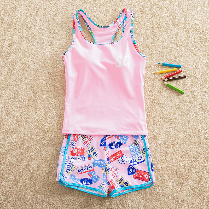 Cô gái chia áo tắm trong bộ đồ bơi bé trai quần boxer học sinh boyshort 9 bộ đồ bơi trẻ em gái 12-15 tuổi 13 - Đồ bơi trẻ em áo tắm chống nắng cho bé