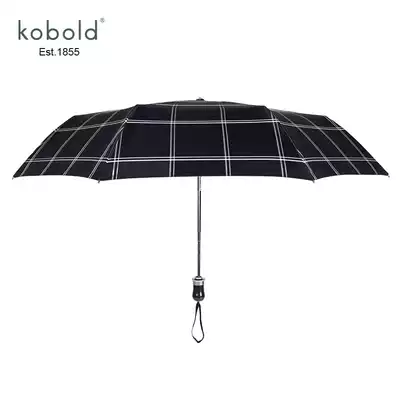 Kobold Automatic Umbrella Men's rain dual-purpose three-fold folding umbrella men's ecological cotton does not cover heavy rain