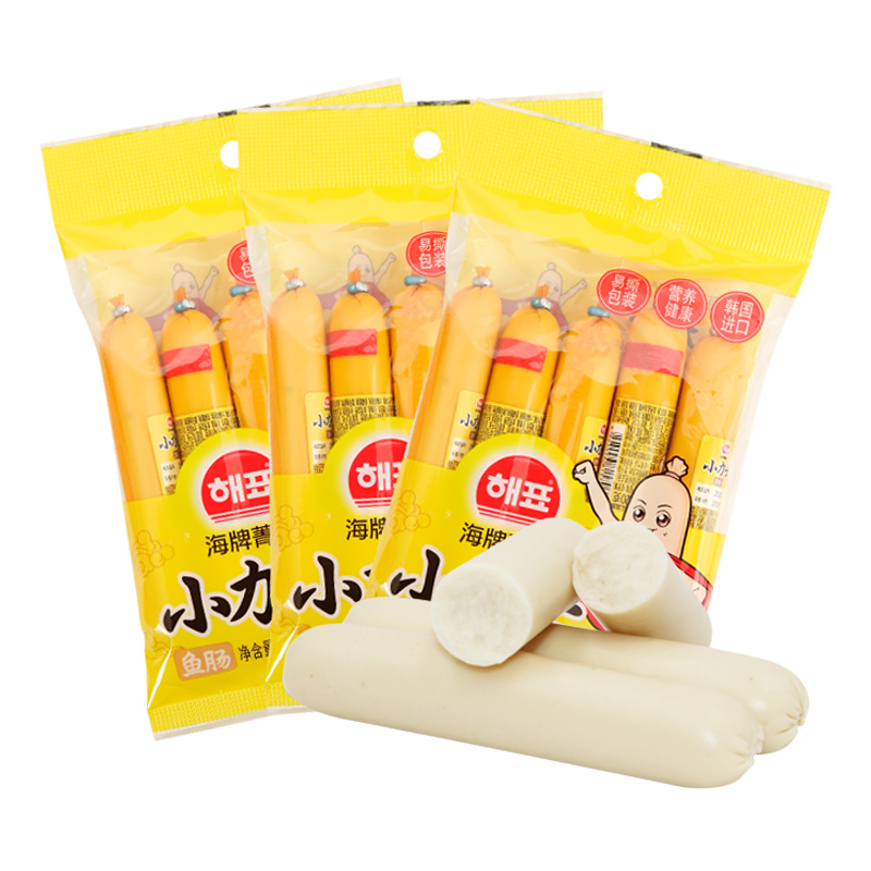 Korea imported sea brand Xiaolix children's fish sausage original flavor 100g*3 bags combination cod sausage