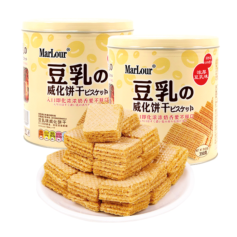 MarLour Marlboro Soy Milk Wafer Biscuits 350g Barrel Net Red Children's Sandwich Biscuits Japanese Refreshment