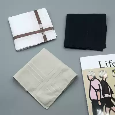 Pure cotton handkerchief old-fashioned men's and women's handkerchief soft sweat-absorbing thin plain simple classic cotton square towel satin edge