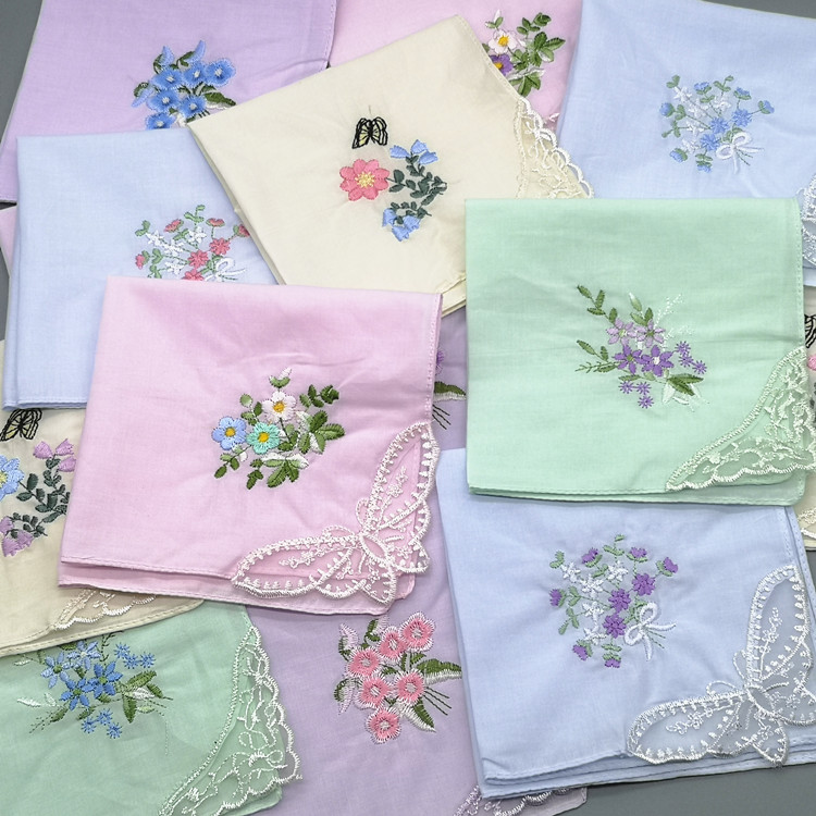 Embroidered handkerchief pure cotton lady vegan handkerchief thin suction sweats soft and delicate embroidered full cotton gift-Taobao