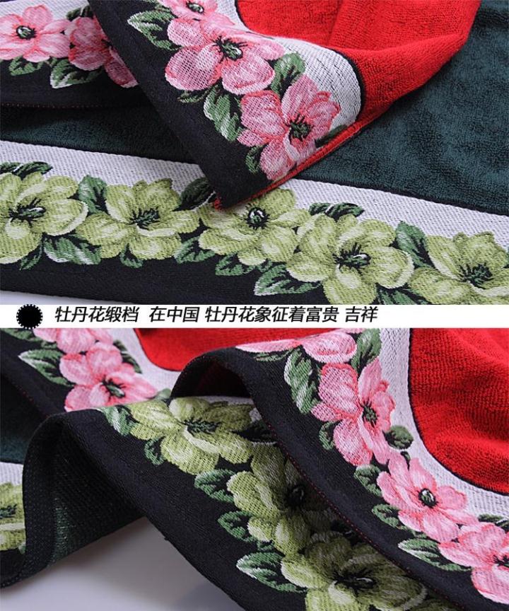 Khăn bông vàng nguyên chất Bông hoa mẫu đơn Hoa cưới Cặp đôi màu đỏ quầy xác thực Khăn gối đơn - Khăn gối vỏ gối đẹp