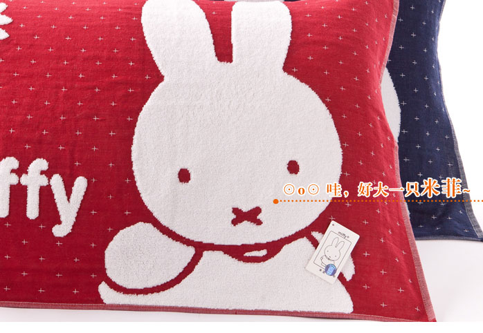 Gold Miffy Rabbit Cotton Gối Hai Gói Gạc đôi hoàn hảo thủ công Mềm mại và thoáng khí Phong cách cặp đôi - Khăn gối khăn gối
