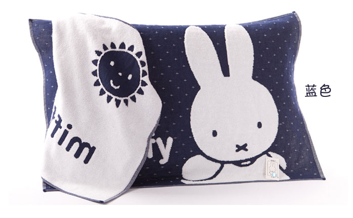 Gold Miffy Rabbit Cotton Gối Hai Gói Gạc đôi hoàn hảo thủ công Mềm mại và thoáng khí Phong cách cặp đôi - Khăn gối khăn gối