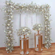New simulated babys breath flower row wedding background window lintel arrangement fake flower arch table decoration long row of flowers