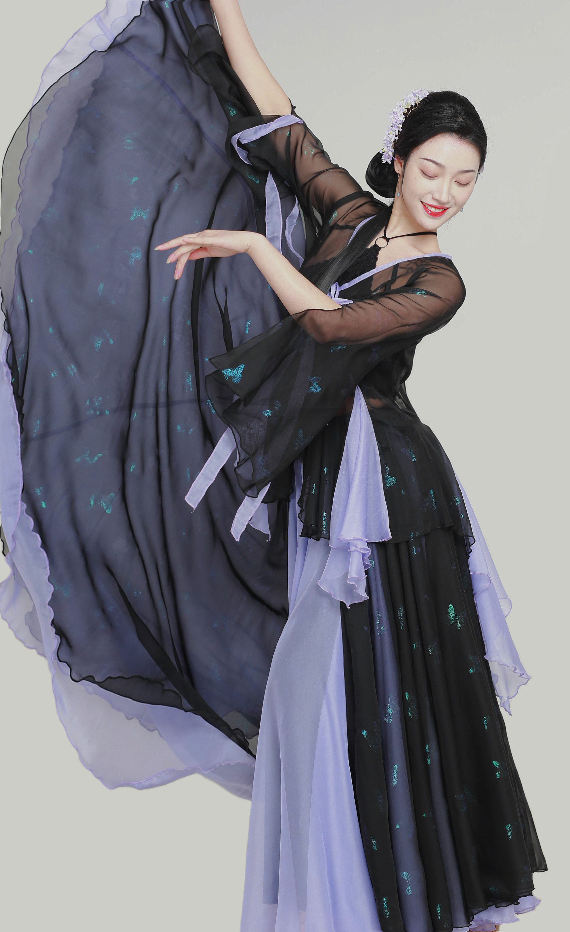 Luoshen Original Design Classical Dance Practice Suit (Iris Butterfly)