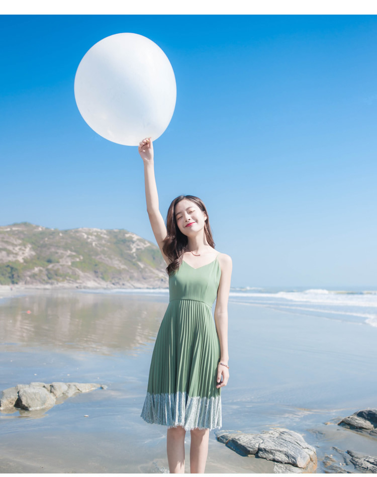 2018 nữ mới Sanya du lịch bên bờ biển kỳ nghỉ bãi biển gợi cảm backless dài xếp li dây váy đầm maxi dự tiệc