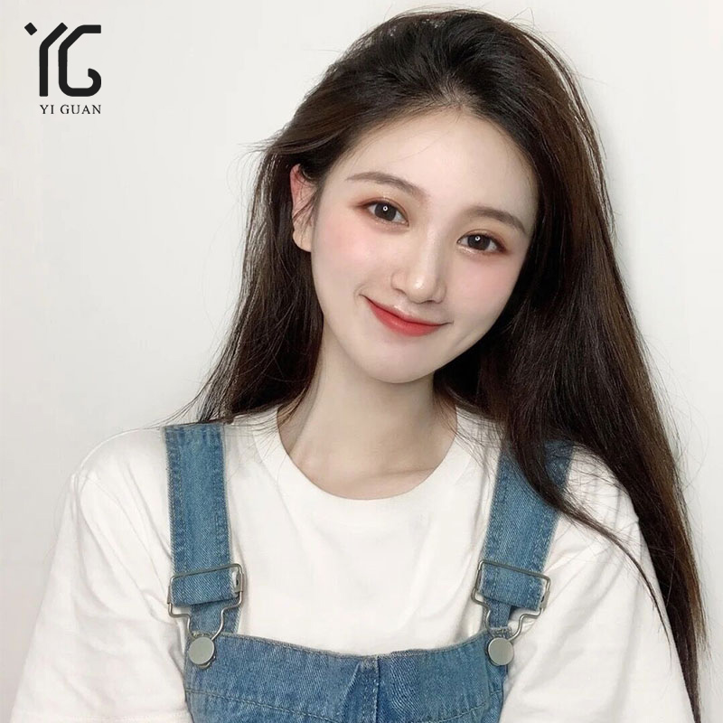 Wig female summer long hair Real hair full head cover Simulation lace needle delivery without trace Natural medium long straight hair wig set