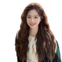 Wool curly wig female long hair real hair natural seamless lace full head retro Hong Kong style real hair headgear