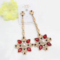 South Korean American and American Baroque Exaggerated Long Earrings Retro Palace Wind Jewel Nightclub nightclub Ears Pendant Women