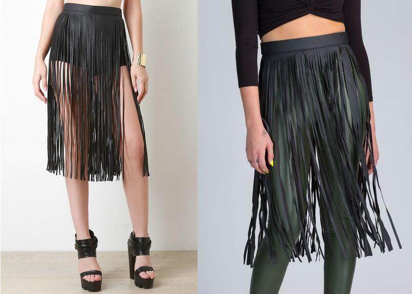 Fashion punk long fringed skirt belt Gypsy style versatile adjustable PU leather belt