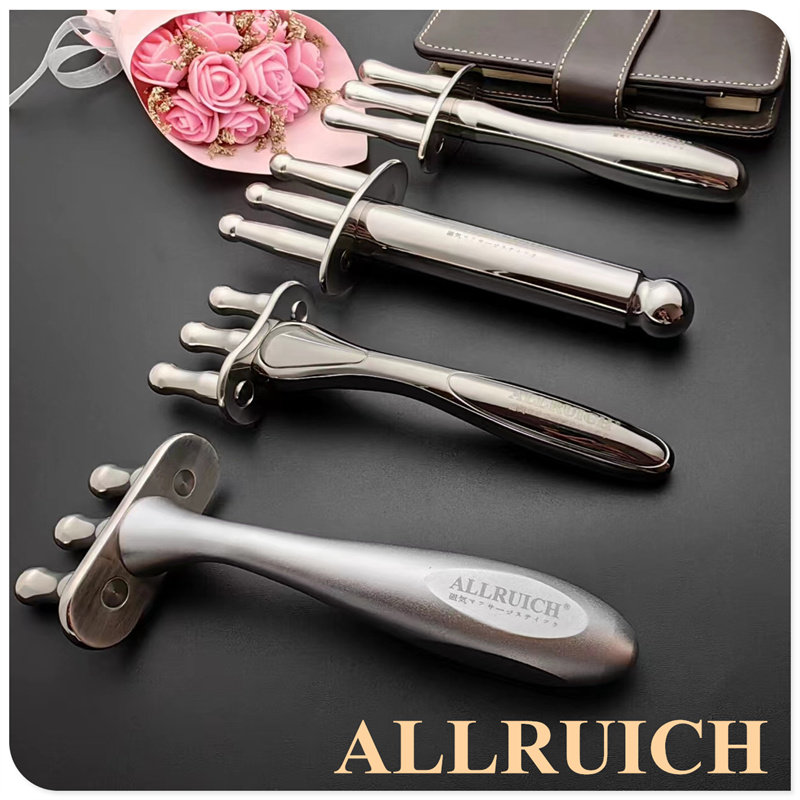 ALLRUICH Magnetic Fork Massage Stick Meridian Point Bar Oriqi Magnetic Therapy Massage Equipment Triple Magnetic Massage Stick