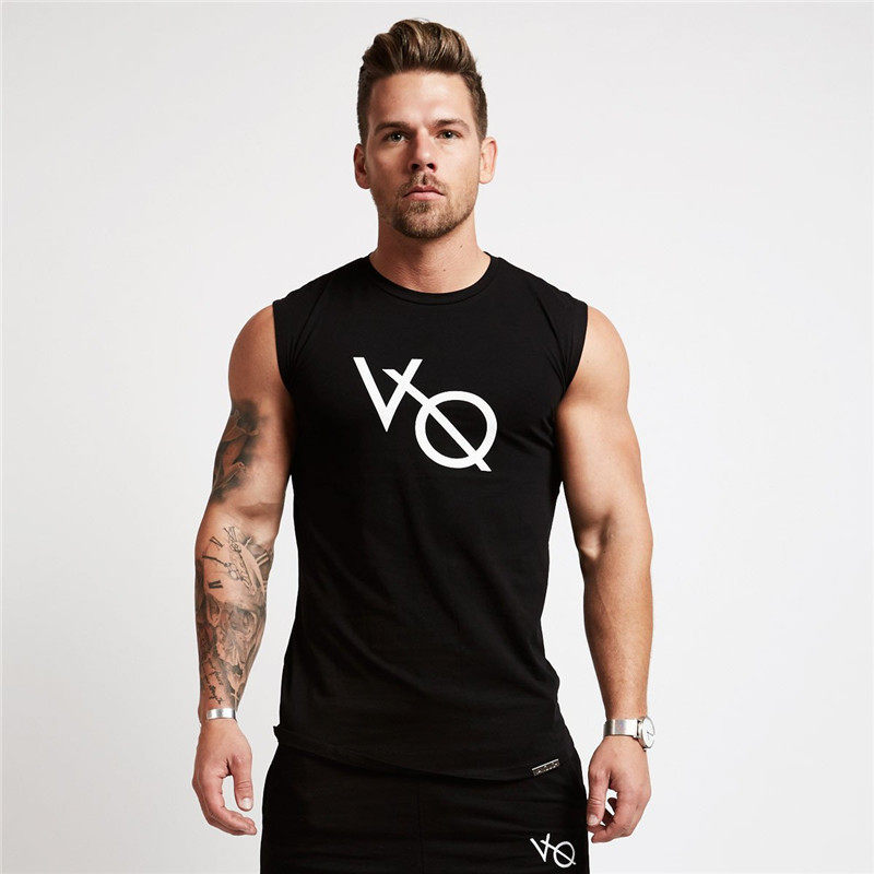 ins same VQ fitness vest men track and field summer sports jersey body workout cotton elastic speed dry sleeveless T