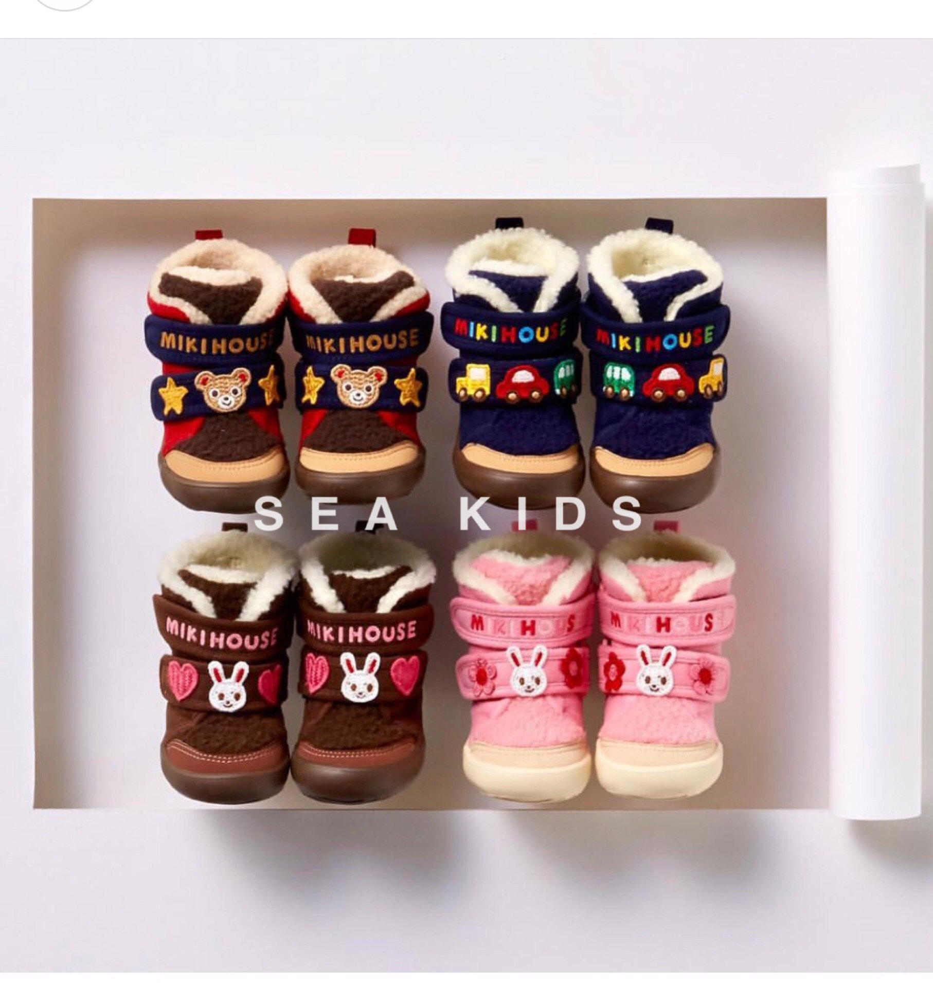 Jiangsu spot Japanese children's mikihouse winter cotton shoes snow boots made in Japan 13-9306-972