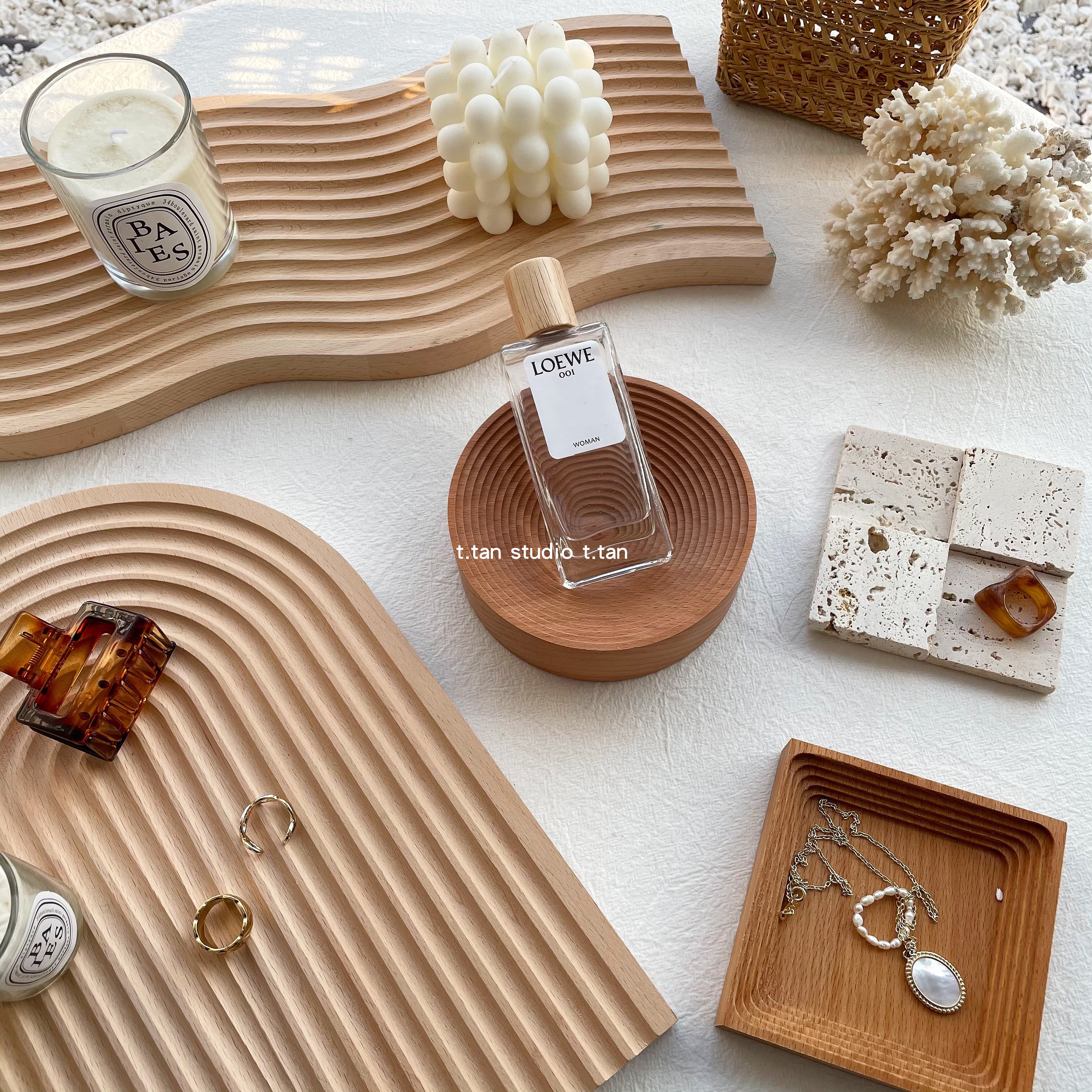 TJJ -- ins and South Korea Solid Wood Trust Disc Geometric Day Style of Art Deco Decorative Pendulum to Shoot Props