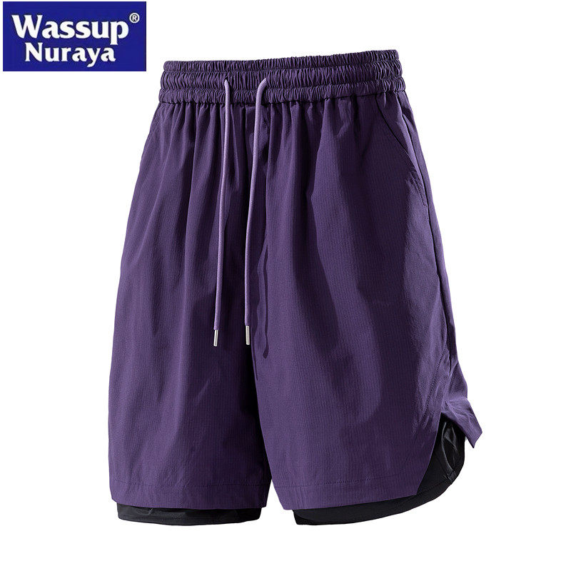 Бренд WASSUP Nuraya tide, летние повседневные прямые двухслойные спортивные шорты из двух частей, быстросохнущие брюки с пятью точками, мужские