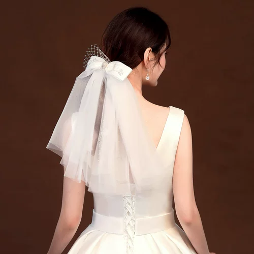 Mori Bow Shart Parid Breakthrough Bride's Headgear Photo Правильная супер -фея белая бедная регистрация сертификата списка.