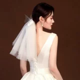 Mori Bow Shart Parid Breakthrough Bride's Headgear Photo Правильная супер -фея белая бедная регистрация сертификата списка.