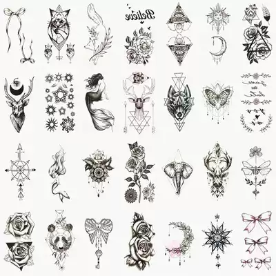 Couple hand back wrist small pattern tattoo stickers Waterproof long-lasting simulation non-reflective fashion dark series set of 30 sheets