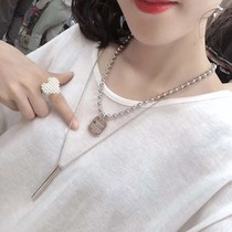 Sweater chain net red with Korean boys necklace Korean version of personality tide sweet cool set of double hip hop female choker