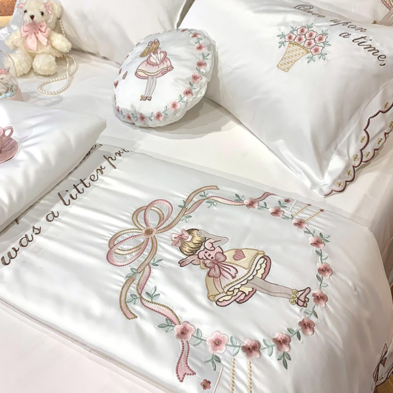 Princess wind washable washed real silk Summer cool by four sets of heather girls summer by ice silk air conditioning by summer bed