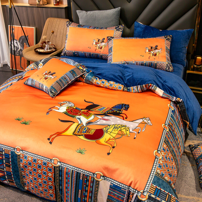 European-style coral velvet four-piece set thickened warm baby velvet six-piece double-sided flannel 1 8m meter bed cover winter